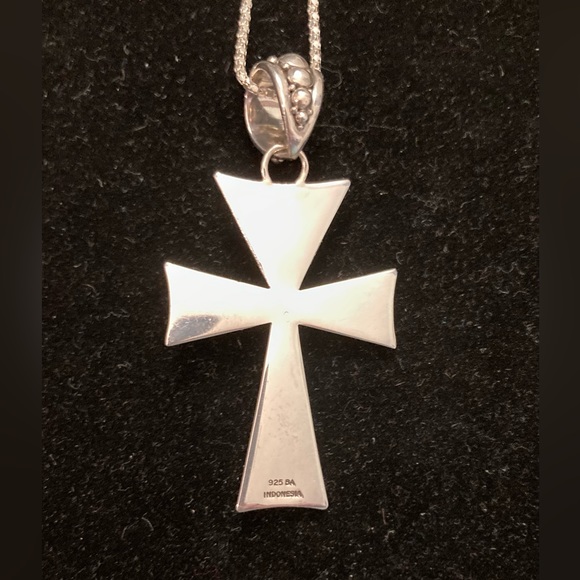 Sterling Silver Moonstone Cross Necklace - Picture 3 of 6